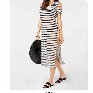 Calvin‎ Klein Women's Crochet Cold-Shoulder Dress Swim Cover-Up L XL